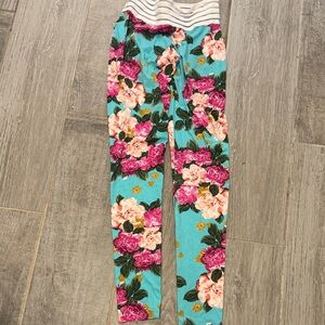 Cute Booty Lounge Floral Leggings - Teal and Pink